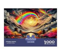 Rompecabezas de fantasía Nocturna para Adultos, 1000 Piezas, difícil e Imposible, arcoíris sobre un Puente con Barco, Juego Educativo de descompresión para Regalo, 52 x 38 cm (1000 Piezas)