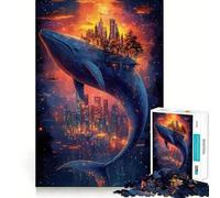 Rompecabezas de fantasía Paisaje Urbano de Ballenas de 1000 Piezas para Adolescentes Estimula la Mente Diversión sin Espacios Ajuste Ocio cautivador para Disfrutar en casa (38x26cm)
