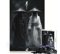 Rompecabezas de Fantasmas samuráis en Blanco y Negro para Adultos, 1000 Piezas, Mejora la Memoria, relajación, Corte láser, Navidad (50x75cm)