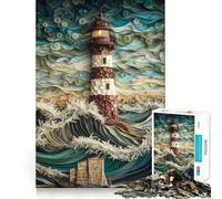 Rompecabezas de Faro con técnica de Quilling para Adultos, 1000 Piezas, Grupo de Habilidad Mental, colección Joy Quality Edge Art (50x75cm)