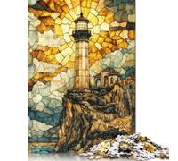 Rompecabezas de Faro con vitrales, cartón 100% Reciclado, 1000 Piezas (75 x 50 cm)