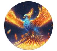 Rompecabezas de Fénix Azul Legendario de 1000 Piezas, Rompecabezas Redondo de Papel, Juego de ingenio para decoración del hogar, para Adolescentes, 1000 Piezas (67,5x67,5cm)