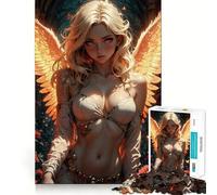 Rompecabezas de Figura angelical con alas Doradas para Adultos,1000 Piezas,Juego de Memoria,Corte Fino,Acabado Premium,Forma entretenida de Pasar el Tiempo Libre (38x26cm)