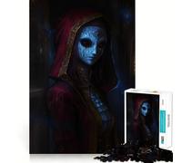 Rompecabezas de Figura misteriosa con máscara de Diablo y Capucha roja para Adultos, 1000 Piezas, Juguete Intelectual, Juego Relajante, Arte de Pared de Calidad (38x52cm)