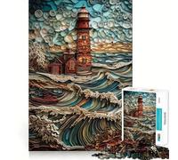 Rompecabezas de Filigrana de Faro Sereno de 1000 Piezas para Adolescentes, Juguete de lógica Mental, Escape Tranquilo, Arte de Bordes Finos, Coleccionable (38x52cm)