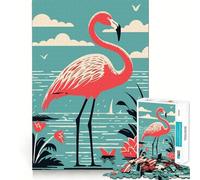 Rompecabezas de Flamenco estilizado en un Entorno Tropical, 1000 Piezas para Adolescentes Mejora la Memoria Divertido y Relajante Pieza de colección de Arte con Corte nítido 50x75cm