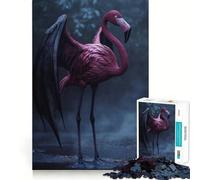 Rompecabezas de Flamenco Rosa con alas Negras de 1000 Piezas para Adolescentes, Juguete de lógica, Tren, Ligero, Relajante, Corte Suave, decoración de Pared (38x26cm)