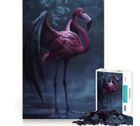 Rompecabezas de Flamenco Rosa con alas Negras para Adolescentes, 1000 Piezas Refuerza la Memoria Pasatiempo Tranquilo Borde de Calidad Regalo Festivo (38x52cm)