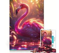 Rompecabezas de Flamenco Rosa con Polluelo de 1000 Piezas para Adolescentes Juguete de lógica Fuerte Escape Tranquilo Borde Transparente Regalo de cumpleaños (38x26cm)