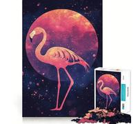 Rompecabezas de Flamenco Rosa en el Espacio para Adolescentes, 1000 Piezas Refuerza la Memoria Pasatiempo Tranquilo Borde de Calidad Regalo Festivo (38x52cm)