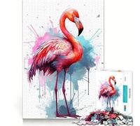 Rompecabezas de flamencos en Acuarela para Adultos 1000 Piezas Juego de Memoria Corte láser para un Ajuste Perfecto aliviar el estrés (50x75cm)