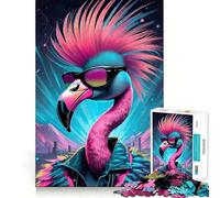Rompecabezas de flamencos Punk Rock neón de 1000 Piezas para Adolescentes Juguete para ejercitar la Mente Fácil de armar Regalo Elegante (50x75cm)