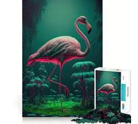 Rompecabezas de flamencos Rosas de 1000 Piezas para Adolescentes Mejora la Memoria Fácil de Usar Ocio Corte Firme Decoración de Pared (50x75cm)
