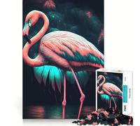 Rompecabezas de flamencos Rosas de 1000 Piezas para Adultos Que mejoran la Memoria y alivian la ansiedad Decoración de Pared con Bordes Afilados (38x26cm)