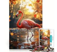 Rompecabezas de flamencos Rosas en otoño, 1000 Piezas para Adultos, para ejercitar la Mente y aliviar el estrés Decoración de Pared con Bordes precisos (50x75cm)