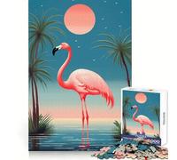 Rompecabezas de flamencos Rosas Tropicales para Adultos, 1000 Piezas, agudeza Mental, diversión fácil, Ajuste preciso, Regalo navideño (50x75cm)