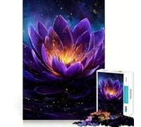 Rompecabezas de Flor de Loto púrpura con luz Dorada, 1000 Piezas, para Adolescentes, Desarrollo de la Mente, diversión Familiar, Bordes precisos, Regalo Memorable (38x52cm)