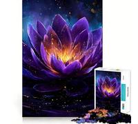 Rompecabezas de Flor de Loto púrpura con luz Dorada para Adultos, 1000 Piezas, Juguete de lógica Fina, Casual y Relajante, con Bordes limpios, Pieza de Arte Fina (38x26cm)