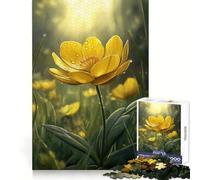 Rompecabezas de Flor de ranúnculo Amarillo con Gotas de rocío para Adultos, 1000 Piezas, Creativo, para aliviar el estrés, Divertido, con Bordes precisos, Ideal para una Navidad Divertida (38x52cm)