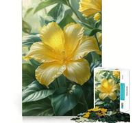 Rompecabezas de Flores Amarillas con Hojas Verdes,1000 Piezas,Juego de ingenio,Piezas de Ajuste, Actividad Divertida para Toda la Familia (38x26cm)