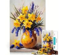 Rompecabezas de Flores Amarillas en jarrón,1000 Piezas para Adultos Divertido Juego de Memoria Requiere un Trabajo de Corte Experto Actividad Relajante para Grupos en Interiores (50x75cm)