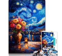 Rompecabezas de Flores bajo el Cielo Nocturno para Adolescentes, Juguetes adictivos para el Cerebro y la decoración del hogar (tamaño 38x26cm)