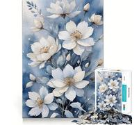 Rompecabezas de Flores Blancas en Acuarela 1000 Piezas Juego Interactivo para estimular el Pensamiento Cierre Seguro sin Piezas Sueltas desafío Mental para el hogar (38x26cm)