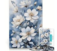 Rompecabezas de Flores Blancas en Acuarela para Adultos 1000 Piezas Juego de Memoria Cerebral Cortado con láser para un Ajuste Perfecto aliviar el estrés (38x52cm)