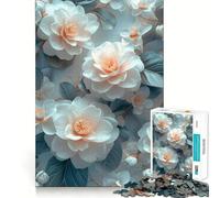 Rompecabezas de Flores Blancas para Adultos 1000 Piezas Juego de Memoria Corte Fino Acabado Premium Forma entretenida de Pasar el Tiempo Libre (38x52cm)