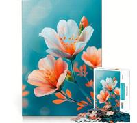Rompecabezas de Flores Blancas y Naranjas de 1000 Piezas para Adolescentes Juego para estimular la Mente Montaje Firme y Seguro Actividad Divertida para Toda la Familia (50x75cm)