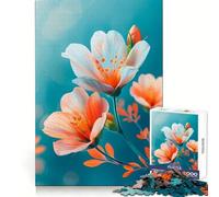 Rompecabezas de Flores Blancas y Naranjas para Adultos, 1000 Piezas, Entrenamiento Mental, relajación, Uniforme, Regalo Festivo (38x26cm)