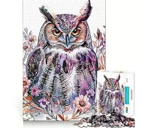 Rompecabezas de Flores con diseño de búho para Adultos, 1000 Piezas, Juguete de lógica Resistente, Alivio de tensión, Borde Transparente, Regalo Premium (38x52cm)