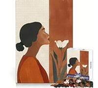 Rompecabezas de Flores con diseño de Mujer inhalando, 1000 Piezas, para Practicar la lógica, Relajarse y Disfrutar del Tiempo Libre Bordes limpios Regalo Ideal (50x75cm)