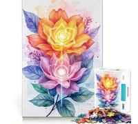 Rompecabezas de Flores de Acuarela con centros Brillantes para Adolescentes 1000 Piezas Mejora la Capacidad Juego tamaño Uniforme Piezas precisas Actividad Nocturna Divertida para Toda la Familia