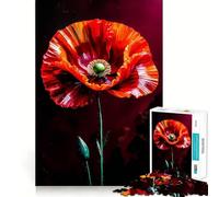 Rompecabezas de Flores de Amapola roja Vibrante,1000 Piezas,Juego Interactivo para estimular el Pensamiento,Cierre Seguro,sin Piezas Sueltas,desafío Mental para el hogar (50x75cm)