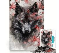 Rompecabezas de Flores de Cerezo con Lobos,1000 Piezas para Adultos,Juego para estimular la Memoria,Calidad Profesional,Actividad de Corte conmovedora para Compartir (38x52cm)