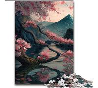 Rompecabezas de Flores de Cerezo japonesas, de cartón, tamaño 26x38cm. Un desafío para la Mente, una Actividad Familiar, decoración del hogar y un Regalo navideño.
