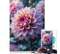 Rompecabezas de Flores de Dalia Rosa en Primer Plano, 1000 Piezas para Adultos, para ejercitar la Mente y aliviar el estrés, decoración de Pared con Bordes precisos (50x75cm)