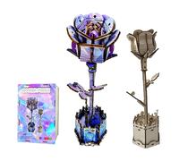 Rompecabezas de flores de madera 3D, juego de rompecabezas de colores de madera pintada, 2 piezas, día de la madre, día de San Valentín, día del profesor, Acción de Gracias, Navidad, regalo de