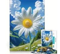 Rompecabezas de Flores de Margarita Blanca en Pradera de montaña para Adolescentes 1000 Piezas Juego para estimular la Mente Montaje Firme y Seguro Actividad para Fortalecer los Lazos Familiares
