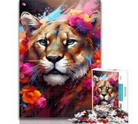 Rompecabezas de Flores de Puma para Adolescentes 1000 Piezas, Juguete Educativo Intelectual descompresor, Gran Regalo, 26x38cm