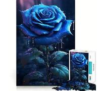 Rompecabezas de Flores de Rosas Azules lluviosas para Adultos, 1000 Piezas, Juego Inteligente, patrón Tranquilo y Relajante, Regalo increíble (38x26cm)