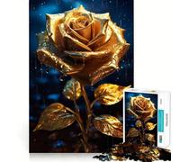 Rompecabezas de Flores de Rosas Doradas bajo la Lluvia para Adultos, 1000 Piezas, Juego Inteligente, Divertido y Relajante, Ideal para armar, Regalo preciado (38x52cm)