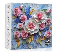 Rompecabezas de flores de rosas para adultos, 1000 piezas, arte floral de mosaico de plantas, rompecabezas de jardín de flores de primavera únicos, rompecabezas de flores coloridas desafiante