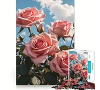 Rompecabezas de Flores de Rosas Rosadas para Adolescentes, 1000 Piezas, Rompecabezas Mental, Juego Casual y Relajante, Regalo conmovedor (50x75cm)