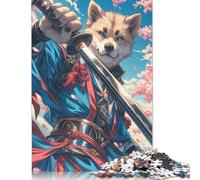 Rompecabezas de Flores de samurái Shiba Inu, Rompecabezas Rectangular de Papel Entrelazado preciso para niños y niñas, 1000 Piezas (26 x 38 cm)