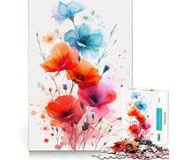 Rompecabezas de Flores en Acuarela 1000 Piezas Juego de concentración Mental diseño Ajustado sin Huecos desafío Cerebral Interactivo para el hogar (38x26cm)