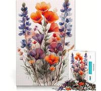 Rompecabezas de Flores en Acuarela de 1000 Piezas Juguete de construcción Focus Building Ensamblaje Firme y Seguro Juguete de Entretenimiento para Interiores Durante Las Vacaciones (38x26cm)