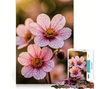 Rompecabezas de Flores Rosas con Gotas de Agua para Adolescentes, 1000 Piezas Refuerza la Memoria Pasatiempo Tranquilo Borde de Calidad Regalo Festivo (38x26cm)