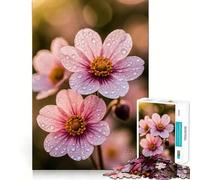 Rompecabezas de Flores Rosas con Gotas de Agua para Adolescentes, 1000 Piezas, Wise Think Toy, diversión y Entretenimiento, decoración de Pared con Corte nítido (50x75cm)